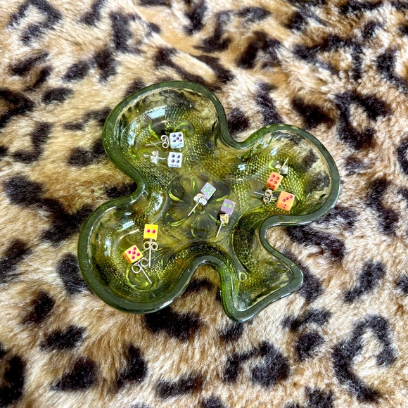 Vintage Green Glass Club Mini Dish - Picture 1 of 5